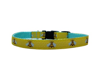 5/8 or 3/4 Inch Wide Dog Collar with Adjustable Buckle or Martingale in Honey Bee