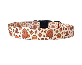 2,5 cm breites Hundehalsband mit verstellbarer Schnalle oder Martingale in Thanksgiving, Türkei