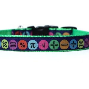 5/8 or 3/4 Inch Wide Dog Collar with Adjustable Buckle or Martingale in Math Geek an Exclusive Design