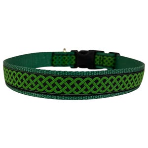 1 Inch Wide Dog Collar with Adjustable Buckle or Martingale in Celtic Weave