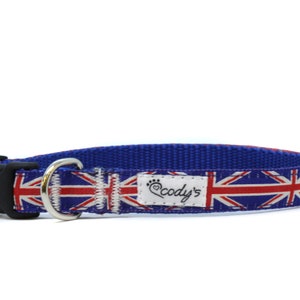 5/8 or 3/4 Inch Wide Dog Collar with Adjustable Buckle or Martingale in Union Jack image 2