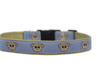 1 Inch Wide Dog Collar with Adjustable Buckle or Martingale in Monkey