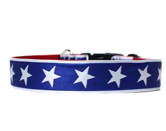 Wide 1 1/2 inch Adjustable Buckle or Martingale Dog Collar in American Hero