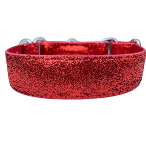 Brede 1 1/2 inch verstelbare gesp of martingaalhalsband in rode glitter