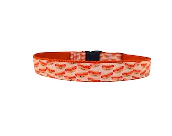 2,5 cm breites Hundehalsband mit verstellbarer Schnalle oder Martingale in Hot Dogs