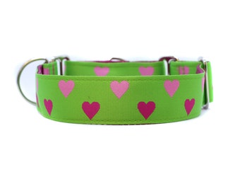 Wide 1 1/2 inch Adjustable Buckle or Martingale Dog Collar in Sweet and Sour