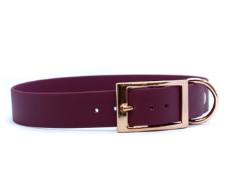 1" Wide Biothane Collar with rose gold tongue buckle