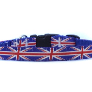 5/8 or 3/4 Inch Wide Dog Collar with Adjustable Buckle or Martingale in Union Jack image 1