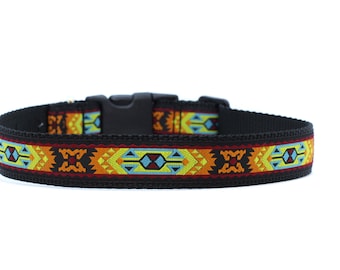 Collar para perro de 1 pulgada de ancho con hebilla ajustable o martingala en Aztec Dream