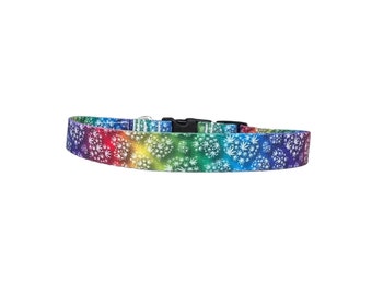 Collier pour chien de 5/8 po. de large avec boucle réglable ou martingale en couleur Rainbow Pride