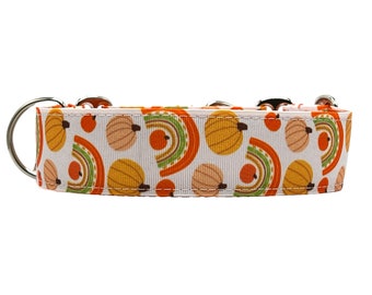 Wide 1 1/2 inch Adjustable Buckle or Martingale Dog Collar in Fall Day