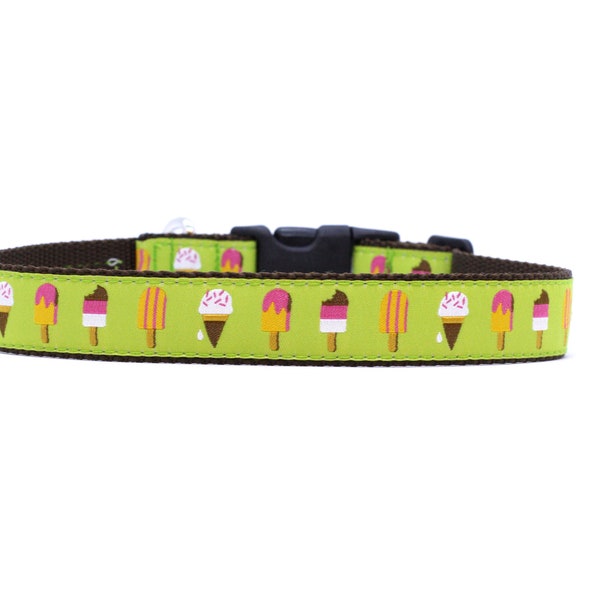 1 Inch Wide Dog Collar with Adjustable Buckle or Martingale in Ice Cream