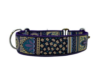 Wide 1 1/2 inch Adjustable Buckle or Martingale Dog Collar in Purple Bits