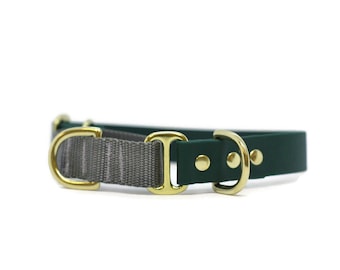 1" Wide Biothane Nylon Webbing Loop Hybrid Martingale with Brass Hardware