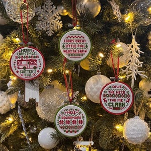 Griswold Christmas Quote Ornaments PDF Cross Stitch Pattern