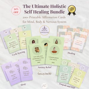 Puede incluir: El Ultimate Holistic Self Healing Bundle, una descarga digital de tarjetas de afirmación. Las tarjetas de colores ofrecen apoyo para la mente, el cuerpo y el sistema nervioso. Las tarjetas miden 5,08 cm x 7,37 cm.
