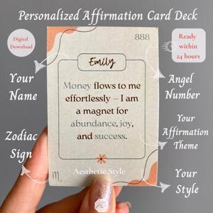 Cartões de Afirmação Personalizados, Afirmações Personalizadas, Cartões de Afirmação com Nome Personalizado para Imprimir, Presente Espiritual Personalizado, Cartões com Números de Anjo