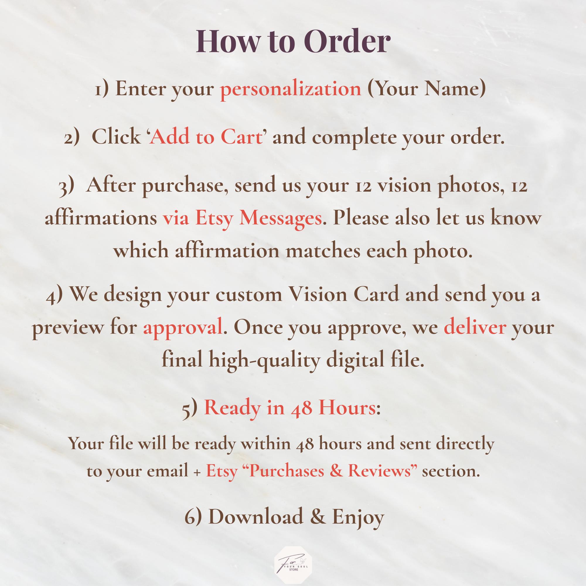 Custom Vision Board Card,personalized Affirmations and Photos,manifest ...