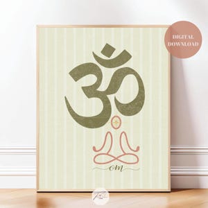 Sanskrit Om Wall Art Printable,Minimalist Yoga Meditation Decor,Beige Boho Om Poster,Spiritual Artwork for Home or Studio,Yoga Studio Decor