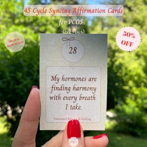 Affirmatiekaarten cyclus synchroniseren voor pc's, afdrukbare bevestigingskaarten, kaarten voor zelfcompassie, hormoonbalans en cyclusmindfulness-deck