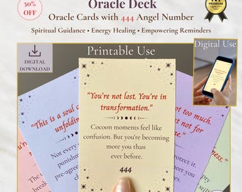 Messages From The Universe Oracle Cards | Printable and Digital Oracle Deck | 444 Angel Number | Spiritual Guidance