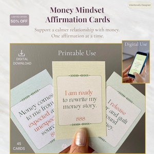 Money Mindset Affirmations | Rewire Limiting Money Beliefs | Abundance & Wealth Manifestation Cards