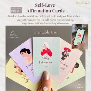 Self Love Affirmation Cards | Printable and Digital Deck for Inner Healing & Confidence