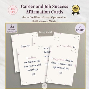 Career and Job Success Affirmation Cards | Confidence, Focus & Productivity Mindset | Printable Career Growth Deck
