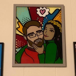 Custom Acrylic Glass Painting, frame included - portraits/pets - anime or pop art styles - 8x10 or 11x14inches - free US shipping