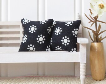 Dollhouse pillows Black and White Dots, Miniature pillow, dollhouse accessory