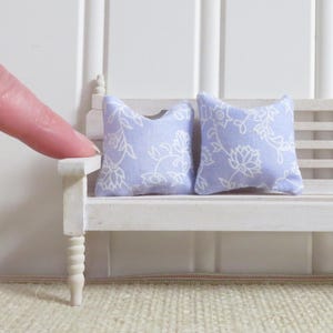 Dollhouse pillow in lavender and white, Miniature cushion, Botanical dollhouse accessory