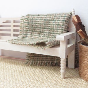 Taupe & Sage Green Wool Tweed Dollhouse Throw image 9