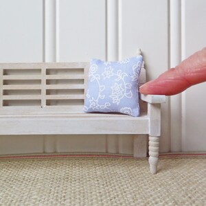 Dollhouse pillow in purple and white, Miniature cushion, Botanical dollhouse accessory