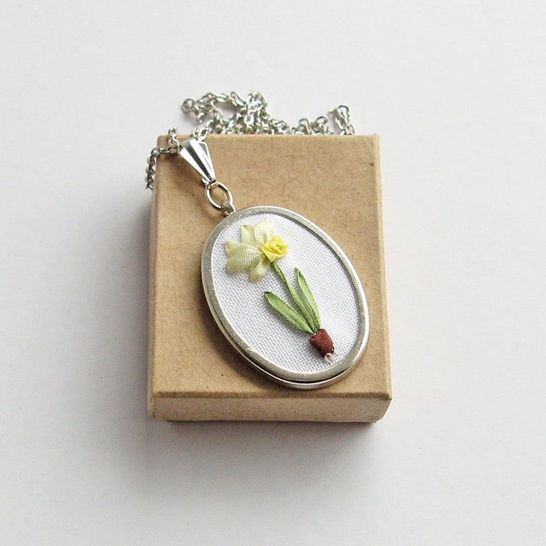 Daffodil with bulb necklace March birthday gift Etsy