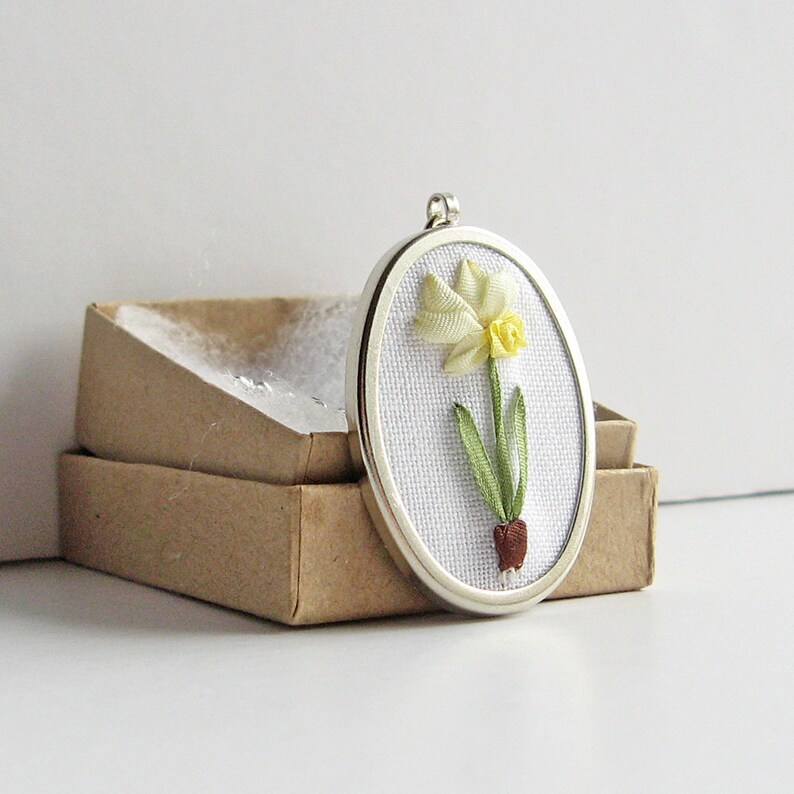 Daffodil with bulb necklace March birthday gift Etsy