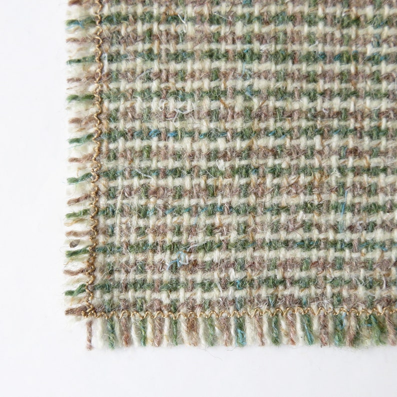 Taupe & Sage Green Wool Tweed Dollhouse Throw image 3