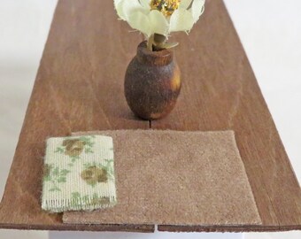 Set of 6 Tan Velvet Dollhouse Placemats and Floral Fabric Napkins