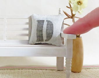 Initial D Pillow for Dollhouse Decor, Rustic & Primitive farmhouse miniature pillow