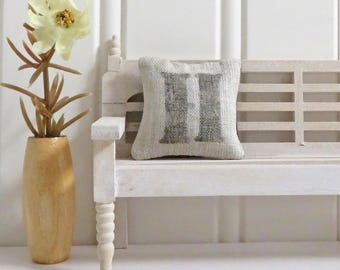 Initial H Pillow for Dollhouse Decor, Rustic & Primitive farmhouse miniature pillow