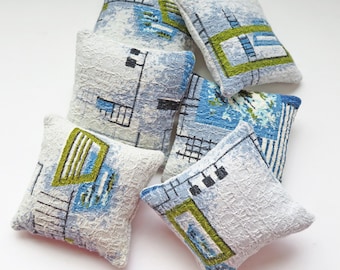 Retro Dollhouse Pillow, Mid-century modern dollhouse cushion