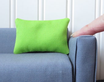 Lime Green Dollhouse Pillow, Miniature Rectangular Cushion