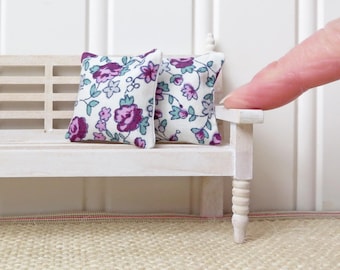 Dollhouse Pillows in a Purple & white mini floral, Set of 2 cushions