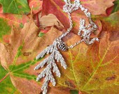 Cedar frond necklace, rustic winter necklace, silver-plated evergreen jewelry, woodland necklace, nature themed jewelry