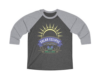 Texas Eclipse 2024 - Unisex Tri-Blend 3\4 Raglan Tee