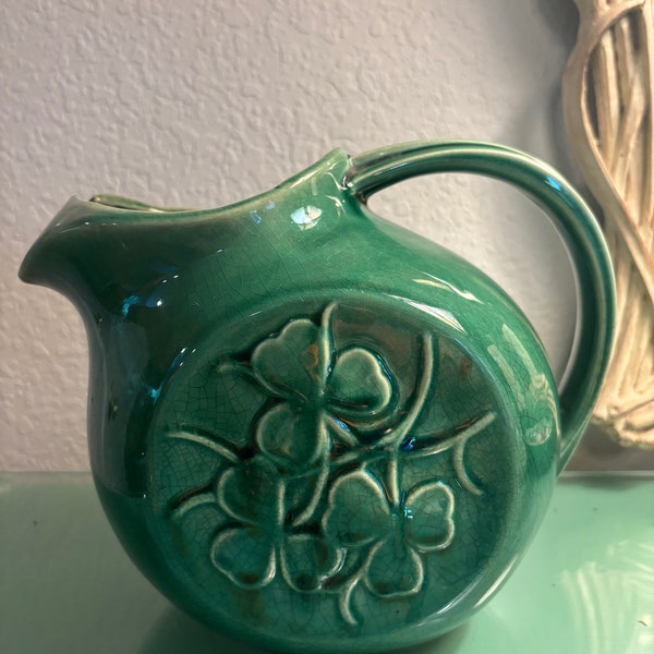 1940’s McCoy Pottery Green Vintage Shamrock Pitcher