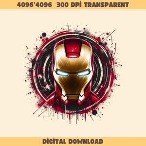 2 Iron Man Splash and Watercolor Digital Design Png File For Sublimation, High Resolution, Instant Digital Png Download, Png