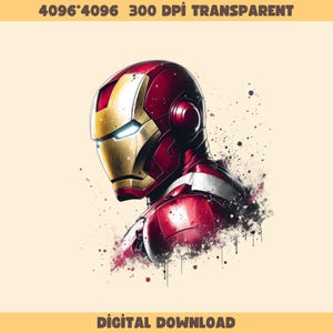 2 Png Iron Man Splash and Watercolor Digital Design, Png File For Sublimation, High Resolution, Instant Digital, Png, Download