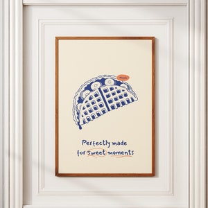 Waffle Wall Art - Breakfast Poster - Cute Food Print - Cozy Kitchen Decor - Aesthetic Dessert Illustration - Digital Download