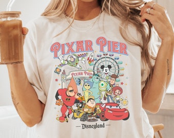 Vintage Pixar Pier Disneyland Shirt, Disneyland Pixar Fest 2024 Shirt, Meet me at Pixar Pier Disney Pixar Characters, Disneyland Trip Shirt