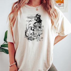 Star Wars Darth Vader Shirt, Boba Fett Graphic Tee, Vintage Star Wars T-Shirt, Official Movie Merch, Cool Unisex Sci-Fi Top, Unisex Tee Gift